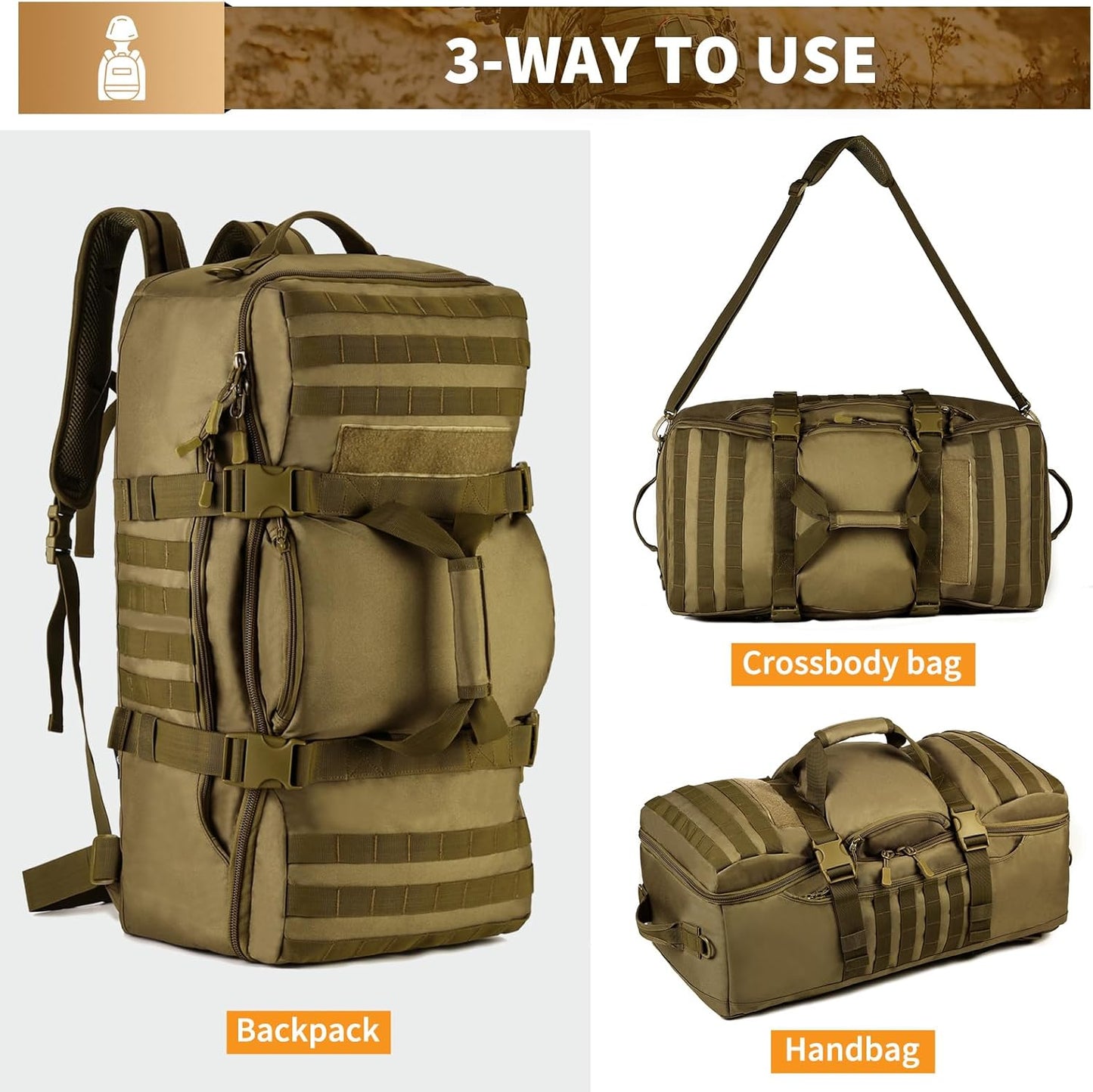 60L Tactical Military Backpack - Outdoor Assault Pack for Hunting, Camping & Travel