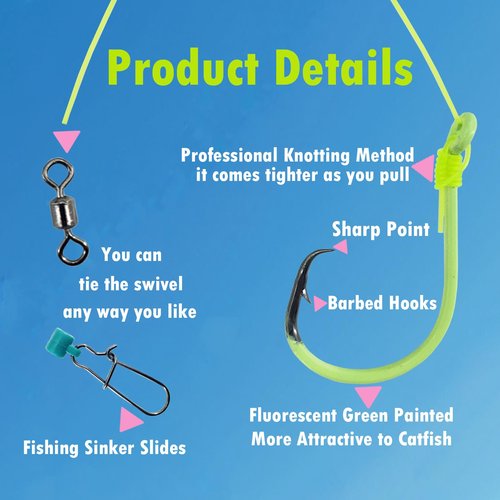 Skipaelf Catfish Rig Float With Rattler, 5pcs Santee Cooper Rigs for Fishing, 8/0 Circle Hooks, Catfishing Tackle and Equipment