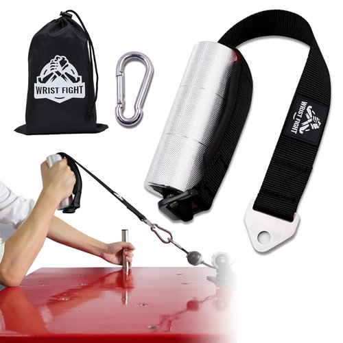Wrist Fight Arm Wrestling Training Handle – 2-Inch Aluminum Grip for Enhanced Pronation Strength, with Heavy-Duty Strap, Carabiner, and Storage Bag (Black)