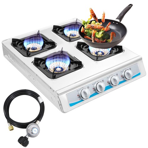 Propane Gas Stove,4 Burner Gas StovePortable Gas Stove Auto Ignition Camping Stainless Steel Stove 4 Burner LPG for RV, Apartment,Outdoor