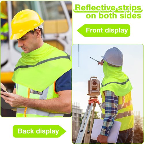Seematn 2 Pcs Balaclava Summer Sun Protection Full Face Mask Long Neck Cover for Men Women with Reflective Strip Cooling(Neon Yellow)