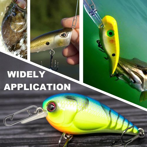 BCTEPTFOTL 200pcs Fishing Power Clips, High Strength Speed Clips Stainless Steel Quick Change Clip, Freshwater Saltwater Crankbait Popper Lures Fast Link Snap Connector