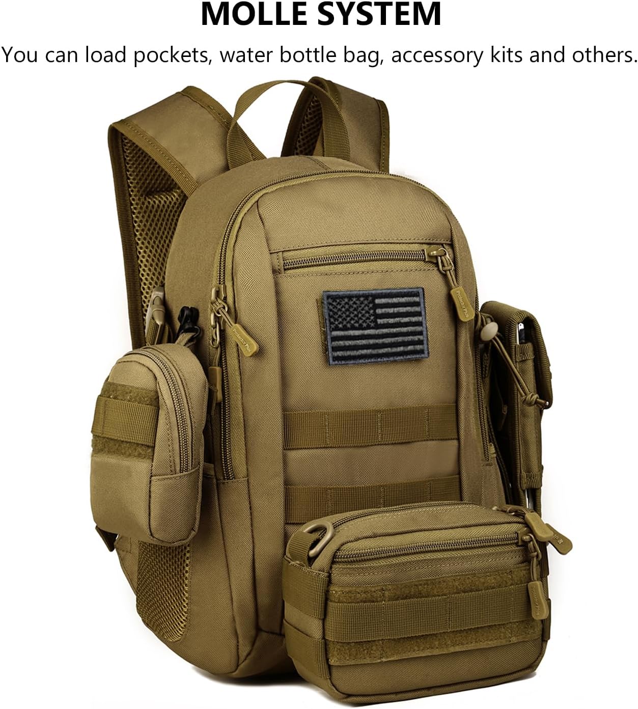 ArcEnCiel 10L/20L Mini X-Small Tactical Backpack MOLLE Daypack Gear Pack Camping Bag with Patch