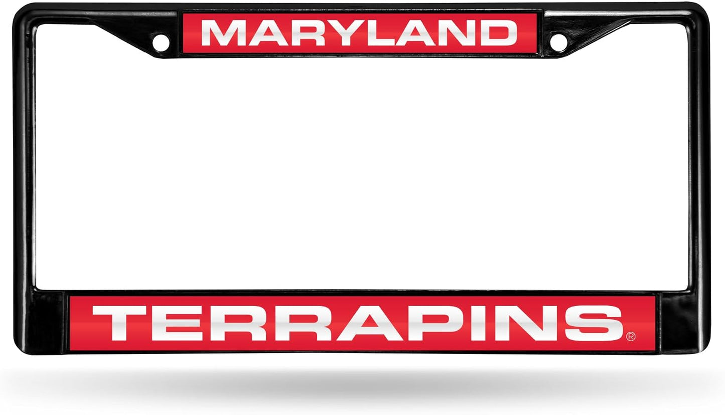 NCAA Black Laser Cut Chrome License Plate Frame for Car/Truck/SUV - 12x6" Auto Accessory