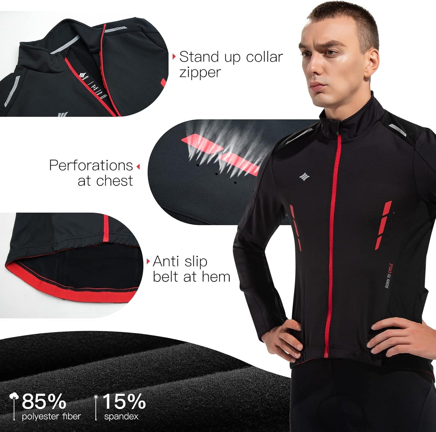Santic Men's Cycling Bike Winter Jackets Windproof Fleece Thermal Warm UP Running Bike Bicycle Jacket Breathable Windbreaker