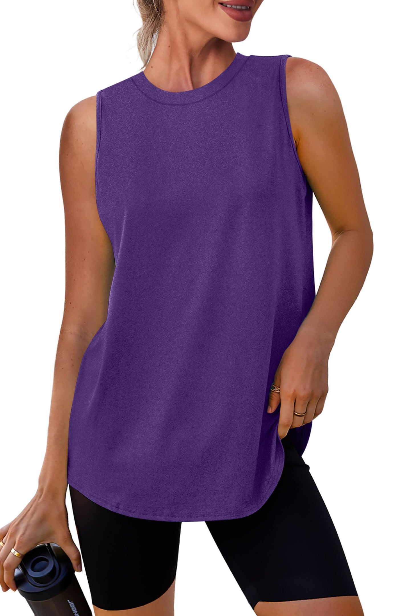 XIEERDUO Workout Tank Tops for Women Summer Sleeveless Sports Athletic Yoga Running Gym Shirts Dark Purple M