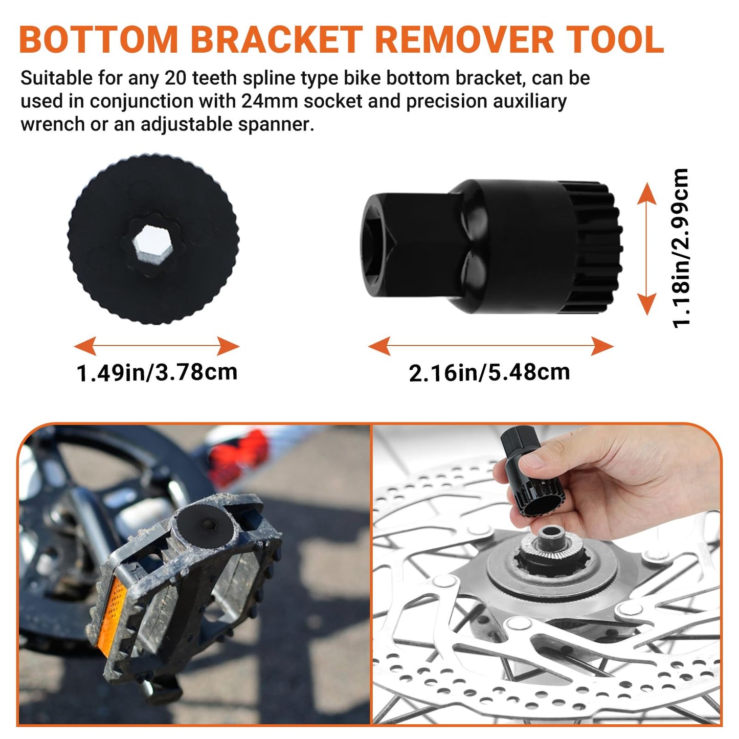 FOUUAAOOU Bike Tools Kit, Has 3 in 1 Bike Cassette Removal Tool, Bike Pedal Wrench, Bicycle Crank Removal Tool, Bottom Bracket Remover and Rotor Lockring Removal Tool, Bike Repair Tool Set