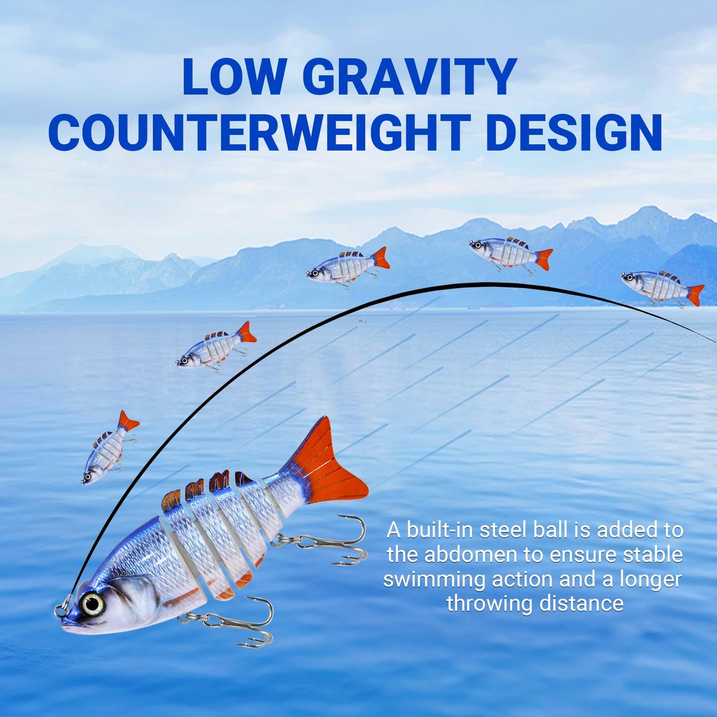 SHINETAO 3 Pcs Multi Jointed Swimbait for Bass & Other Freshwater & Saltwater Species - Slow Sinking Lure with Tackle Box - Must-Have Gear for Fishing Enthusiasts
