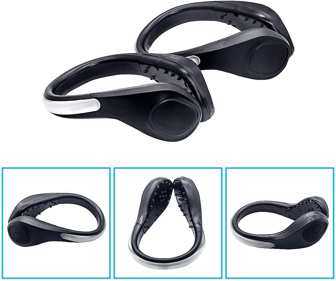 TEQIN 2Pairs LED Flash Shoe Safety Clip Lights for Runners & Night Running Gear - Reflective Running Gear for Running, Jogging, Walking, Spinning or Biking - (Set of 2)