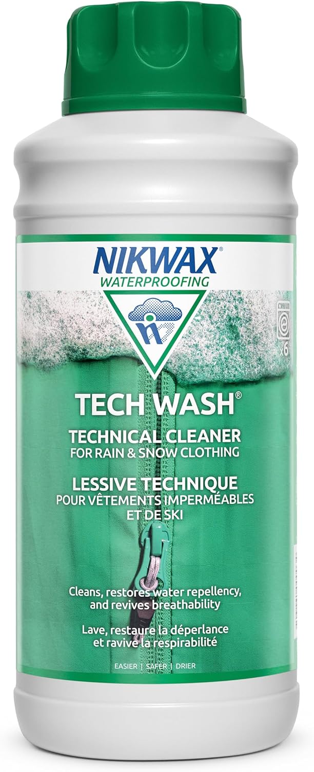 Nikwax Tech Wash 169 fl. oz., Technical Cleaner for Jackets and Outerwear, Restores Waterproofing in Rain, Ski, and Snow Gear, Safe for Gore-Tex and DWR