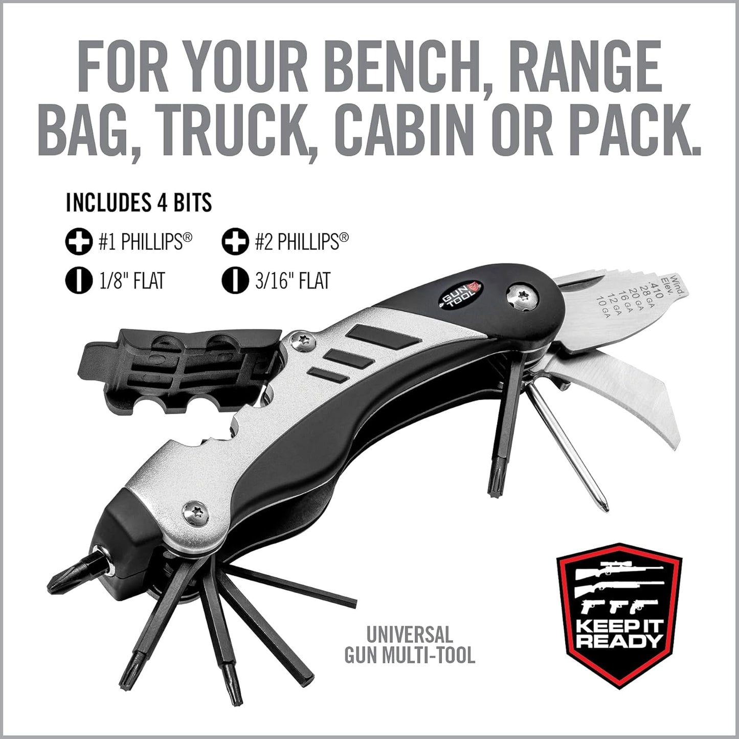 Real Avid Gun Tool - 18-In-1 Gunsmithing Shotgun & Rifle Multi Tool - Bit Driver, Torq Bits, Choke Tube Wrench, Allen Wrench, Scope Tool, & Punch Tool