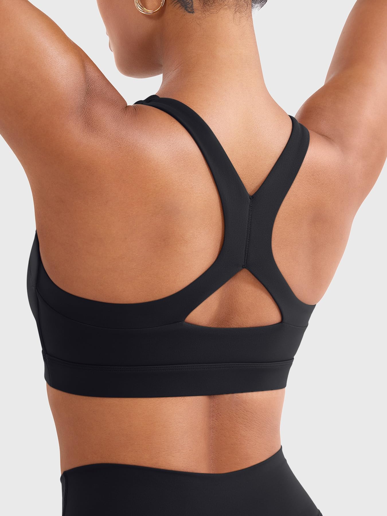 YEOREO LuxFlow Sports Bras for Women Medium Support Racerback Padded Sports Bra Square Neck Wireless Workout Gym Crop Top Black S