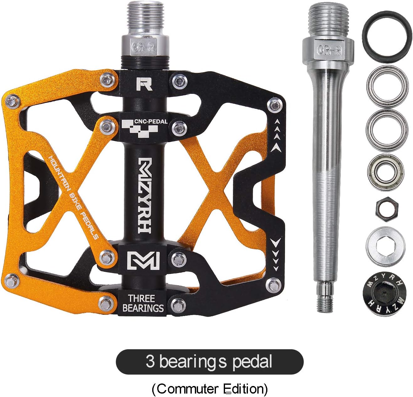 Mountain Bike Pedals, Ultra Strong Colorful CNC Machined 9/16" Cycling Sealed 3 Bearing Pedals