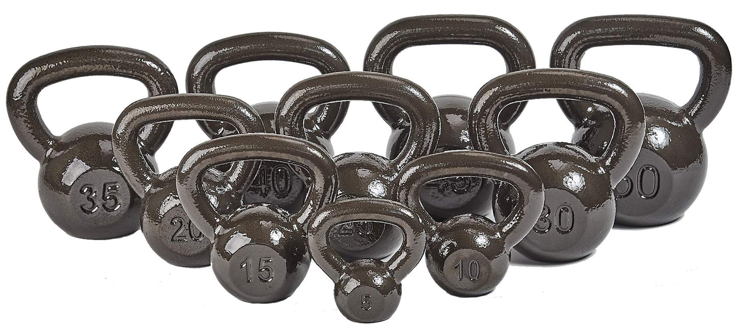 Signature Fitness Kettlebell Solid Smooth Adjustable/Cast Iron/Rubber Base for Strength Training, Home Gym, 5lbs