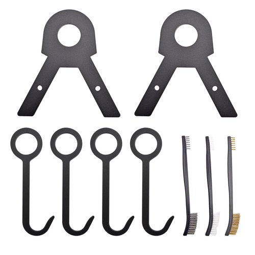 XQUZITE Black Target Stand Kit - 2 Metal Leg Brackets and 4 Metal J Hooks - Complete with Gun Cleaning Brush Set