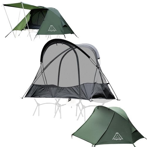 TENPLAY Cot Camping Tent,Backpacking 3 Way Tent,1 Person Solo Tent,Quick Setup,70D Nylon,pu5000mm,UV Cut,7001 Aluminium,Ultralight,Compact,Outerdoor,Hiking,Travel,Mountaineering(Green