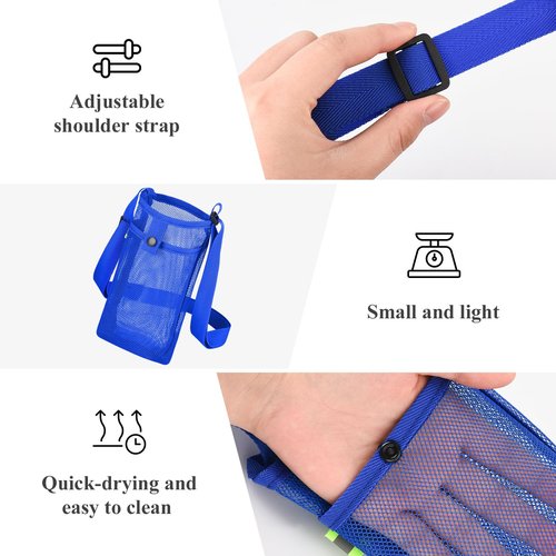 HTZNHXT 3Pcs Water Bottle Holder with Strap, Mesh Water Bottle Bag Carrier with Adjustable Shoulder, Water Bottle Carrier with Strap and Pouch for Walking and Travelling