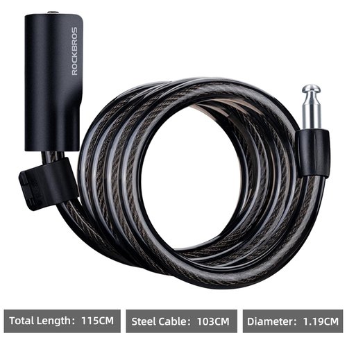 ROCKRBOS Bike Cable Lock with Keys, 2 Keys & 1 Mount Bracket, ABS Lock Shell, Cable Lock for Bike/Gate/Scooter