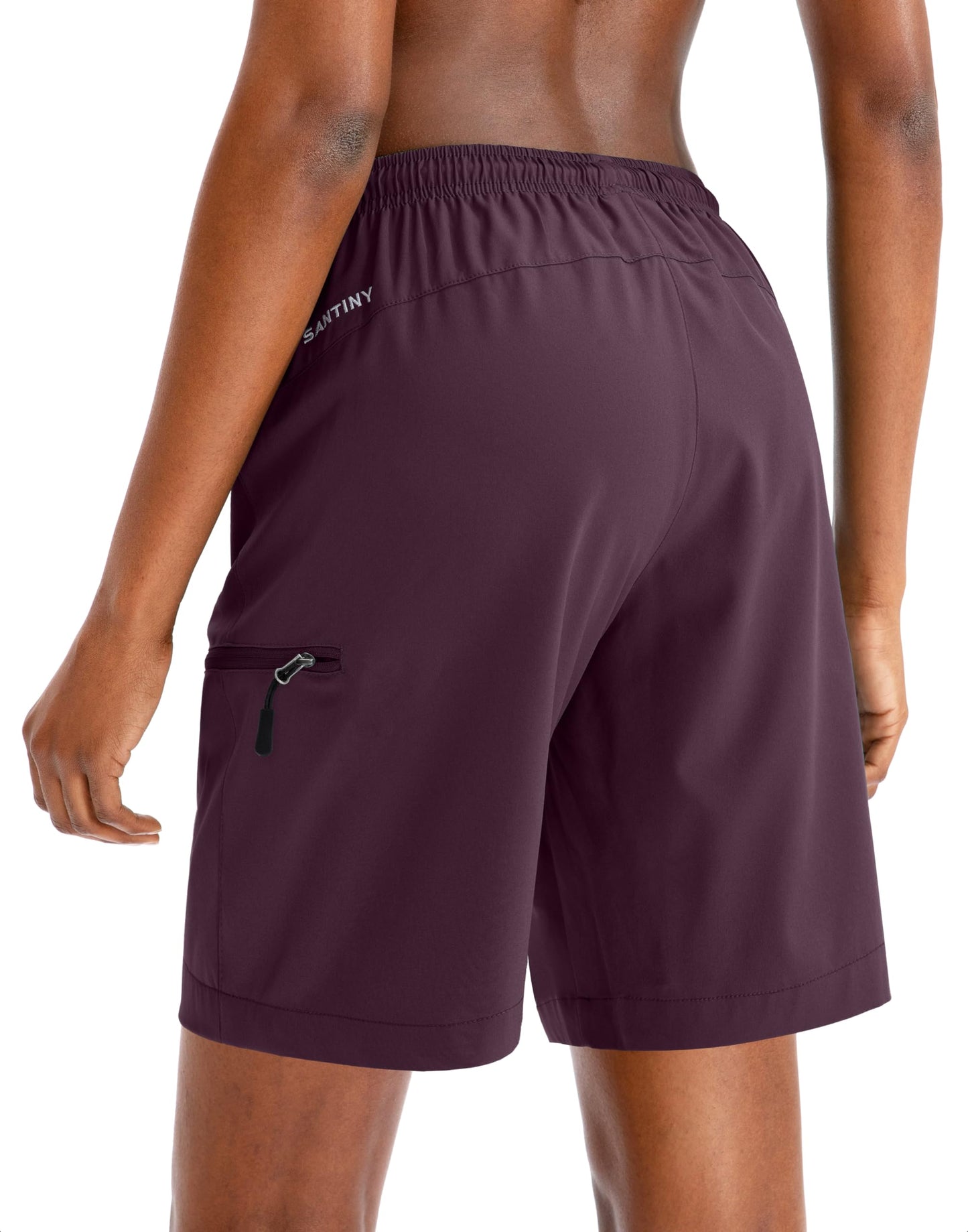 SANTINY Women's 5''/ 7''/9'' Hiking Cargo Shorts Quick Dry Lightweight Summer Shorts for Women Athletic Golf Zipper Pockets(Wine_3XL)