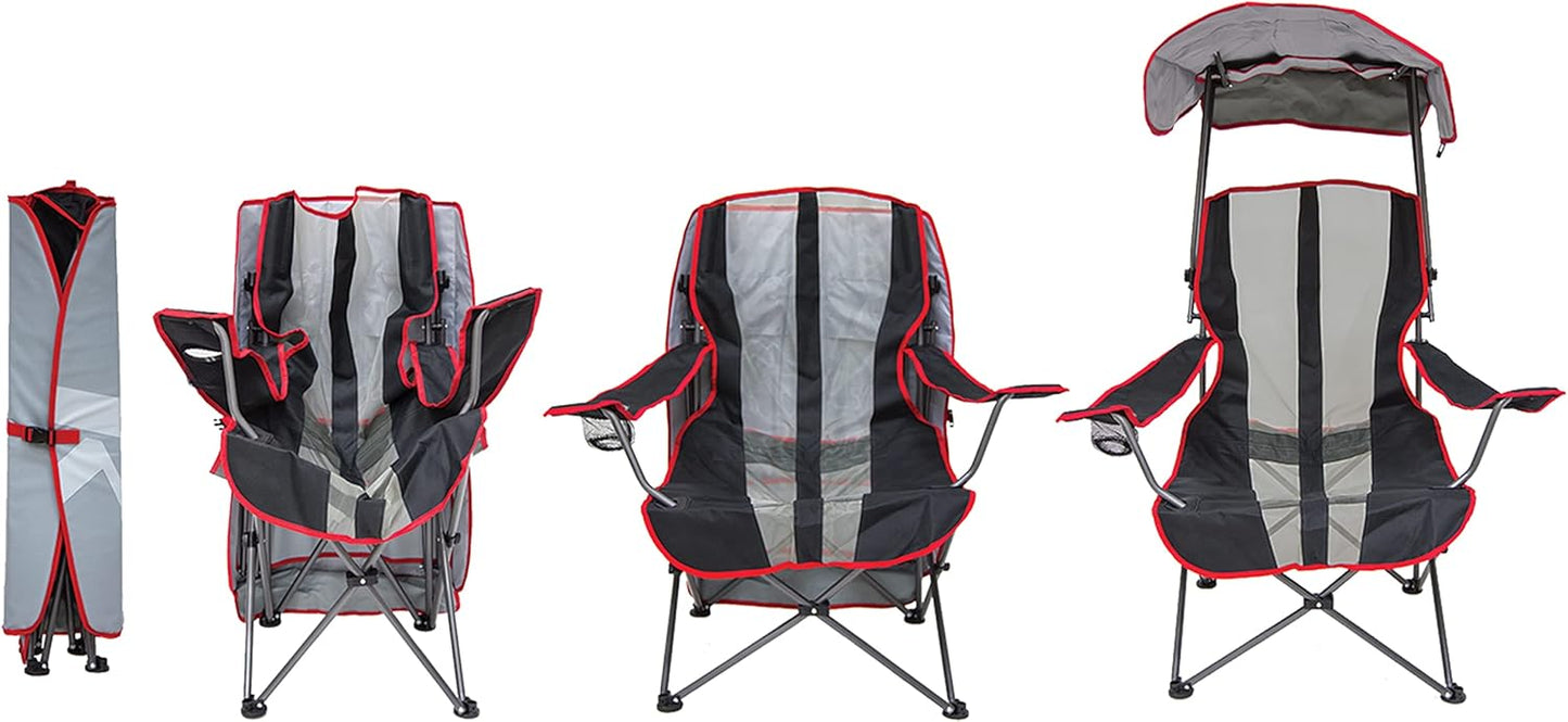Foldable Canopy Chair for Camping & Tailgating - Kelsyus Grey/Red Outdoor Chair