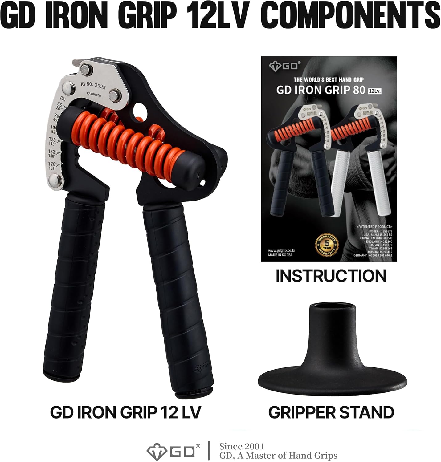 GD IRON GRIP Grip Strength Trainer Adjustable Hand Gripper Strengthener Hand Grip Exerciser Wrist Strengtheners Silent & Durable – Forearm, Finger & Hand Strength Training for Athletes, Climbers & Rehabilitation