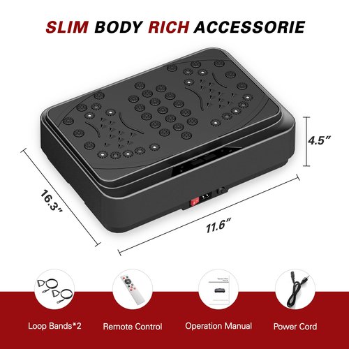 soges Vibration Plate Exercise Machine with Resistance Bands, Vibrating Plate for Lymphatic Drainage, Whole Body Vibrate Equipment, Weight Loss Home Fitness Workout, Black