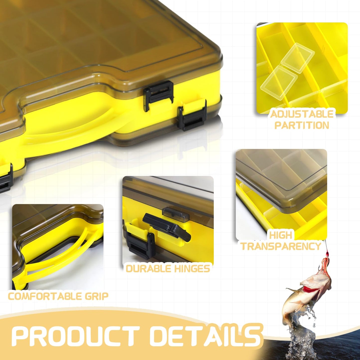 Fishing Tackle Box,Plastic Tackle Trays,Tackle Box Organizer with Removable Dividers,Waterproof Tackle Box Used for Storing Fishing Bait