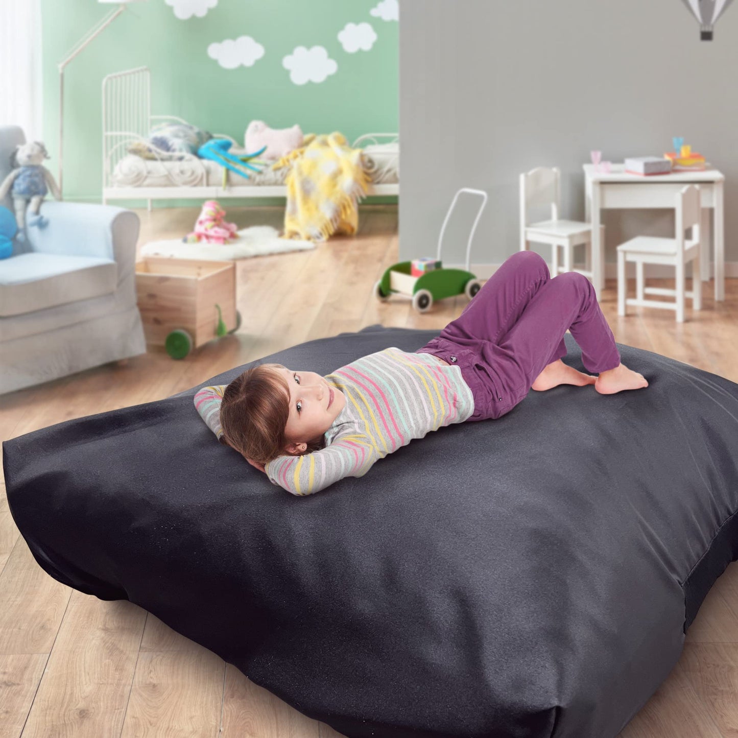 Foamtouch Black Crash Pad with Foam Blocks for Kids and Adults - Therapeutic Sensory Pad with Water Resistance Cover - 10" x 40" x 40"