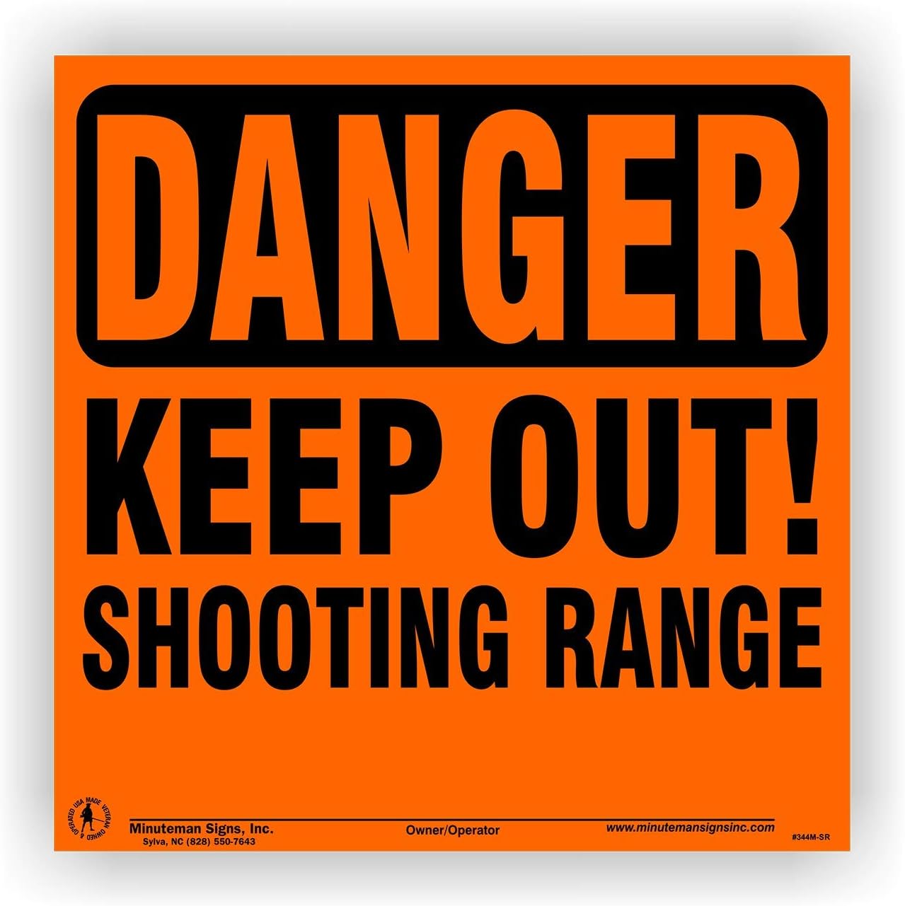 Minuteman Signs | Aluminum Danger Keep Out Shooting Range Sign 4 pack (Orange)