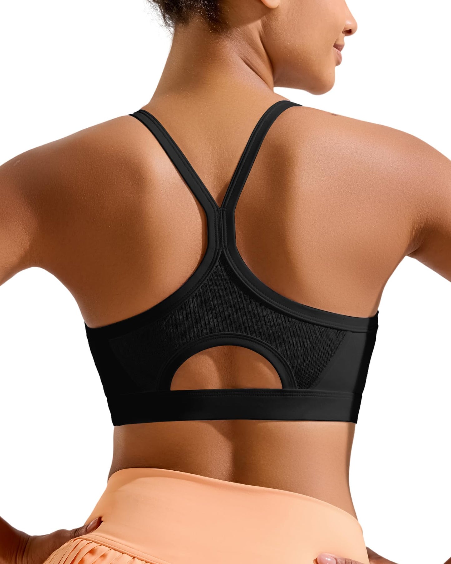 RUNNING GIRL Sports Bra for Women,Y Back Molded Cup Medium Impact Sports Bras with Sewn in Pads