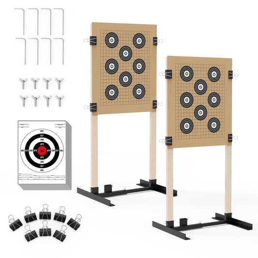 BLOODHOL Shooting Target Stand for Outdoors, Paper Target Holder with Stable Adjustable Base for Paper Shooting Targets Cardboard Silhouette, USPSA/IPSC, IDPA Practice (2 Pack)