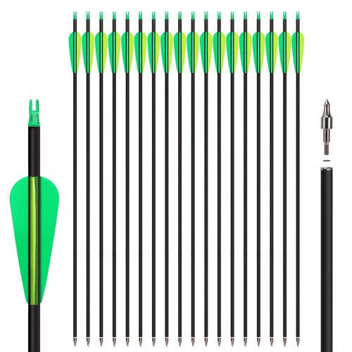 NorthSpoor 30" 18Pcs Archery Carbon Arrows Practice Hunting Arrow with Removable Tips Shaft Spine 500 for Both Compound Bow and Recurve Bows