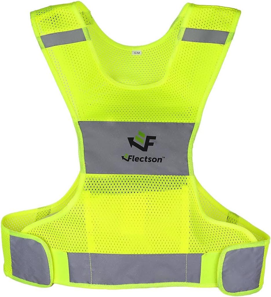Reflective Running Vest - 360° High Visibility Yellow Safety Vest with Adjustable Side Closure and Inside Pocket
