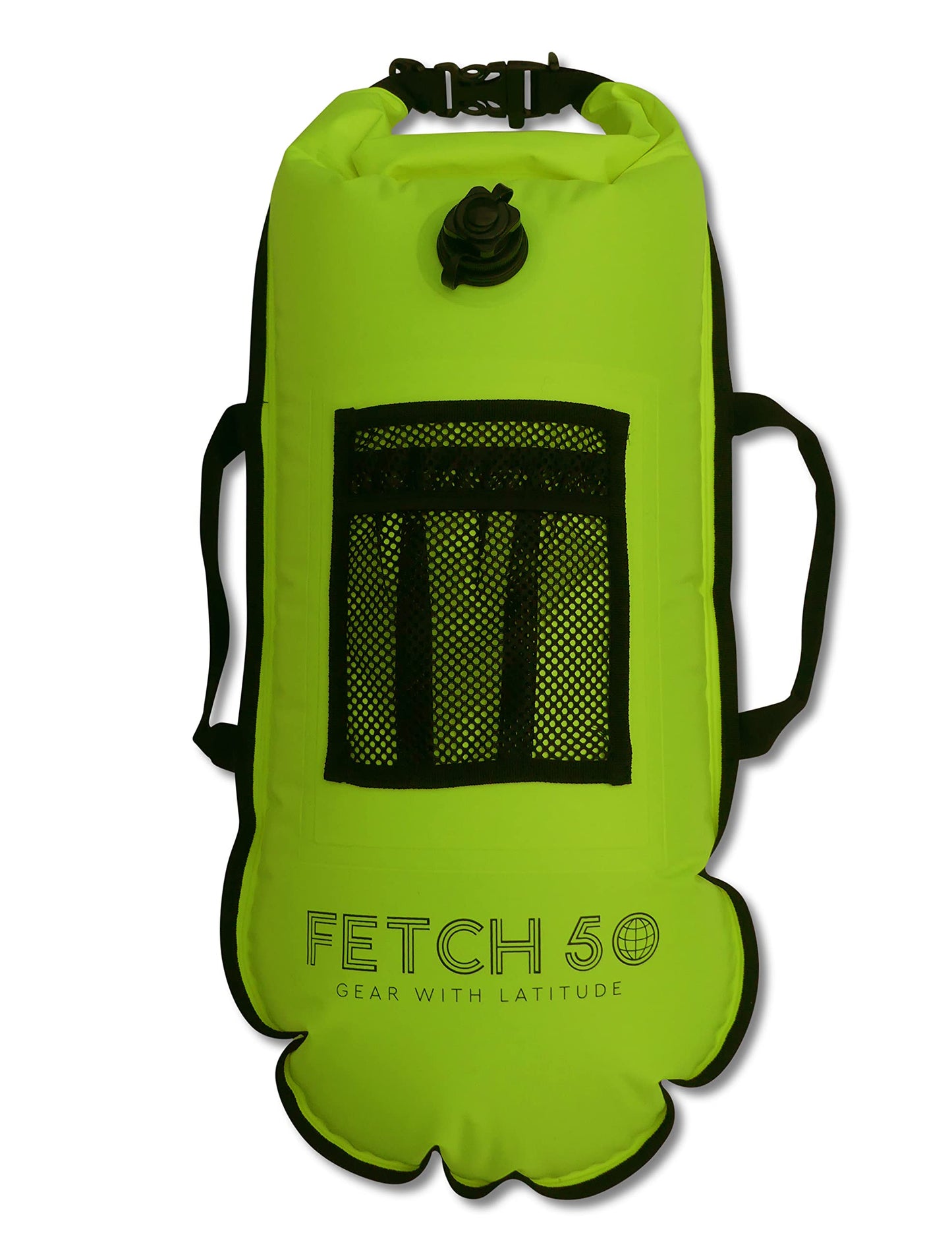 Fetch 50 Swim Buoy Dry Bag | Double Chamber Dry Bag with Handles, Nutrition Pouch and Whistle | Flourcesent Yellow Swimming Tow Float