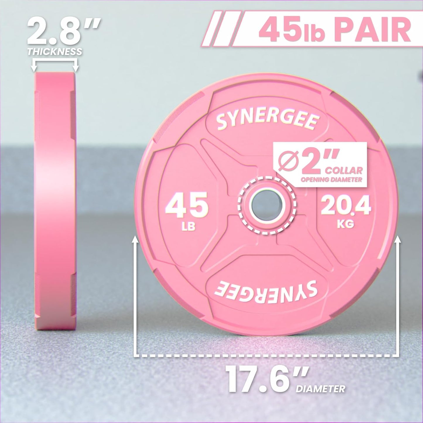 Synergee Bumper Plates – Durable Olympic Weight Plates, Low-Bounce Rubber for Strength Training, Powerlifting, and Functional Workouts.