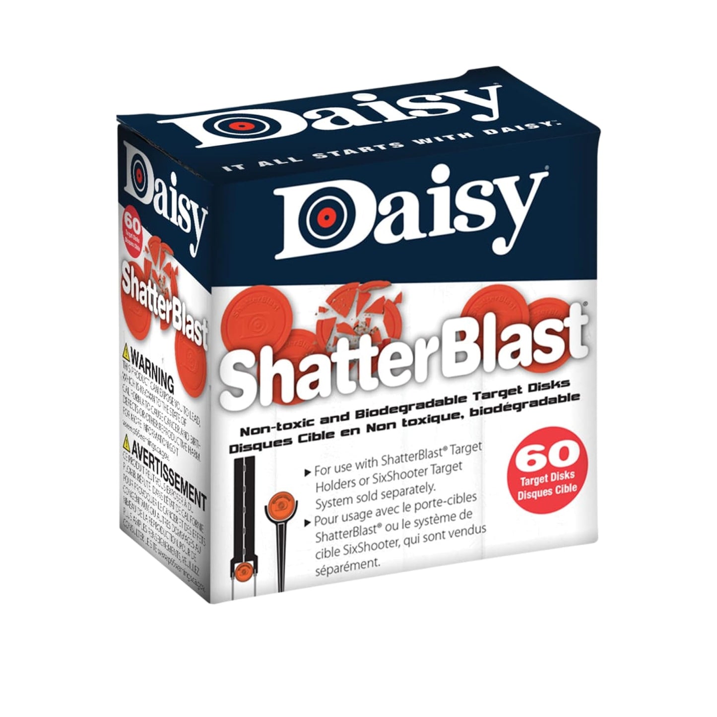 Daisy, Shatterblast Refill Disks, 60 Pack, Daisy's Shatterblast Breakable Targets are Interactive Hunter Orange, Non-Toxic