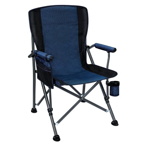 Byliable Camping Folding Chair, Heavy Duty Steel Frame Support 400 LBS with Side Pocket and Cup Holder, Portable for Camping, Fishing, Picnic, Blue