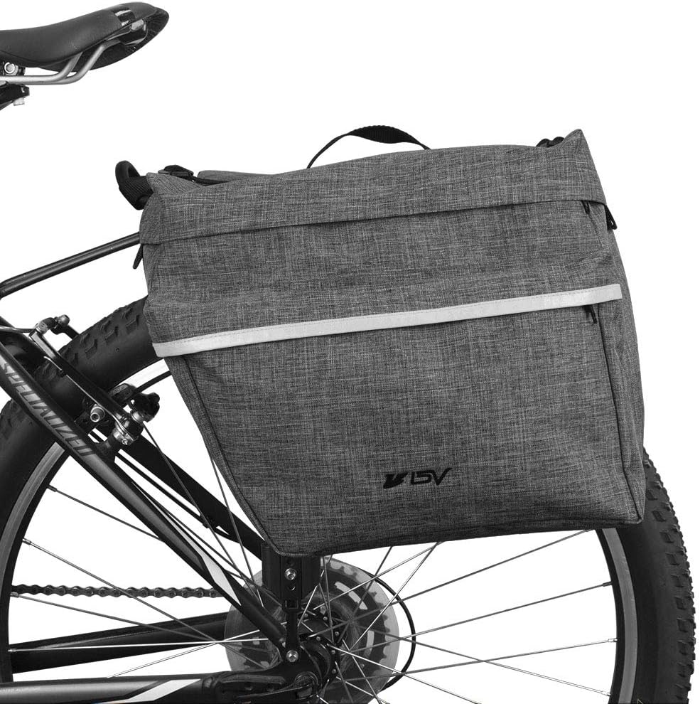 BV 26L Rear Bike Bag - Bike Saddle Bag with 4 Zippered Compartments & Adjustable Hooks - Water-Resistant Bike Bags for Bicycles with Reflective Trim, Taillight Hanger & Handle - Fits Most Racks
