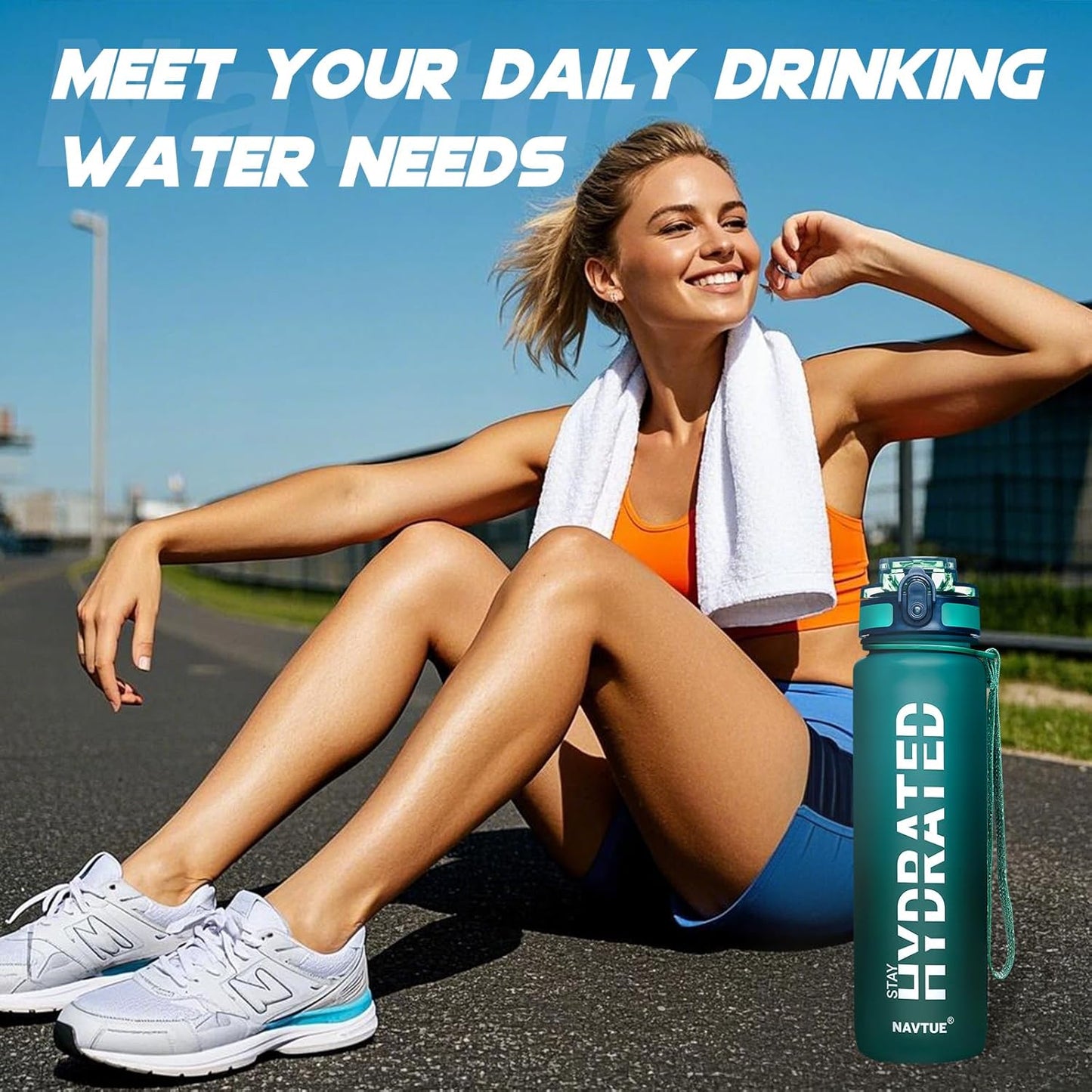 32oz Motivational Sports Water Bottle | BPA-Free Tritan | Leakproof & Portable