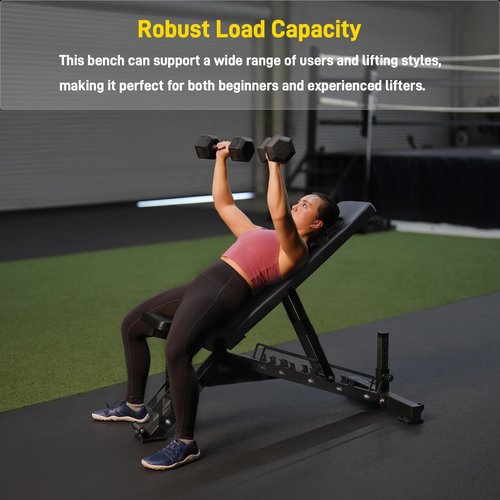 Heavy Duty Weight Bench for Full Body Workout, Multi-Position Adjustable Bench for Home Gym (Black/Gold)