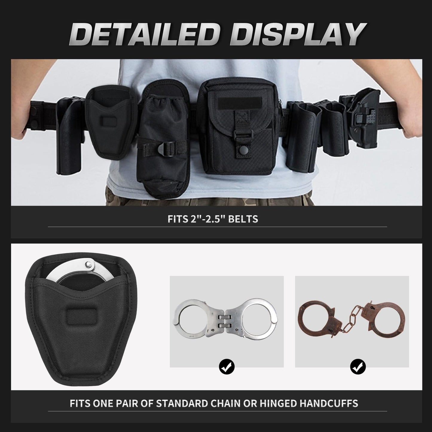 Handcuff Case, Open Top Handcuff Holder Holster, 600D Nylon Cuff Pouch for Duty Belt Accessories Fits Standard Chain or Hinge Handcuffs, Wear-Resistant Ullnosoo