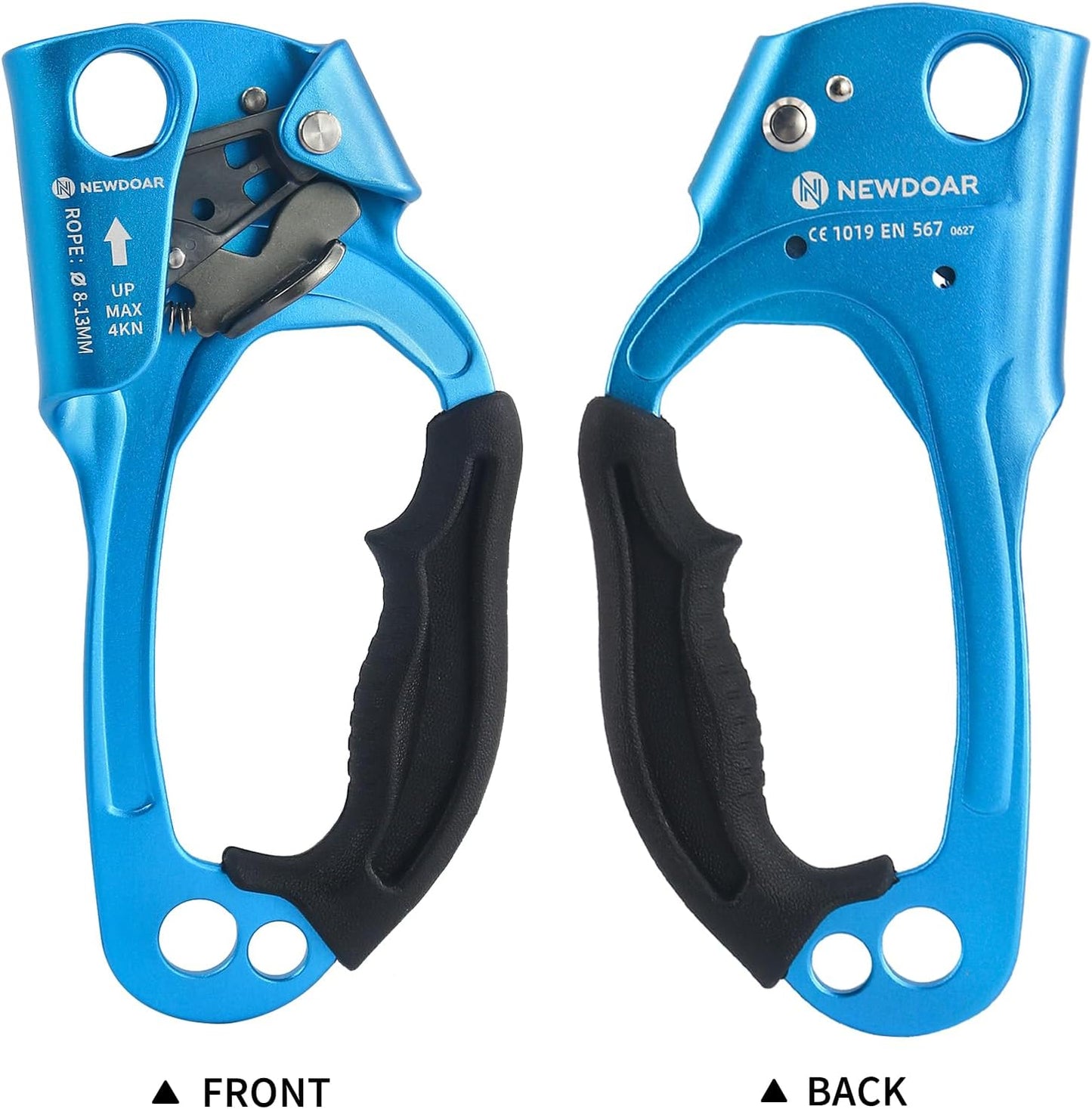 NewDoar UIAA & CE Certified Hand Ascender Rock Climbing Tree Arborist Rappelling Gear Equipment Rope Clamp for 8~13MM Rope