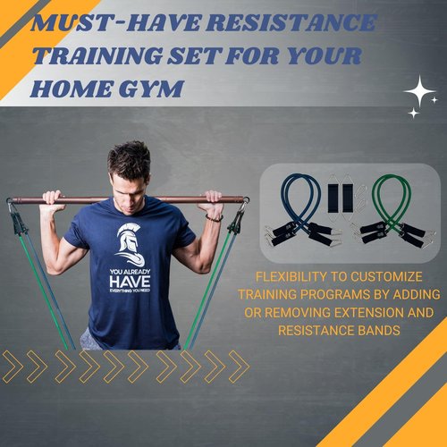 YUARIML Resistance Band Bar, Resistance Bar with 4 Resistance Bands, Portable Pilates Bar Kit, Home Gym Resistance Training Kit