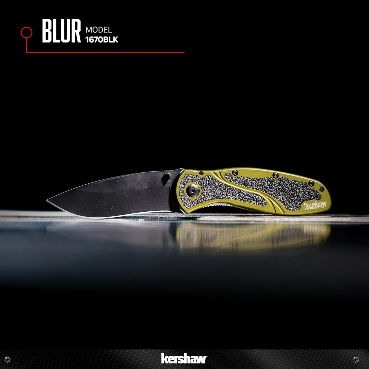 Kershaw Blur Black (1670BLK) Everyday Carry Pocketknife, 3.4 inch Stainless Steel Drop Point Blade, Cerakote Blade Finish, SpeedSafe Opening, Reversible Pocketclip; 3.9 OZ