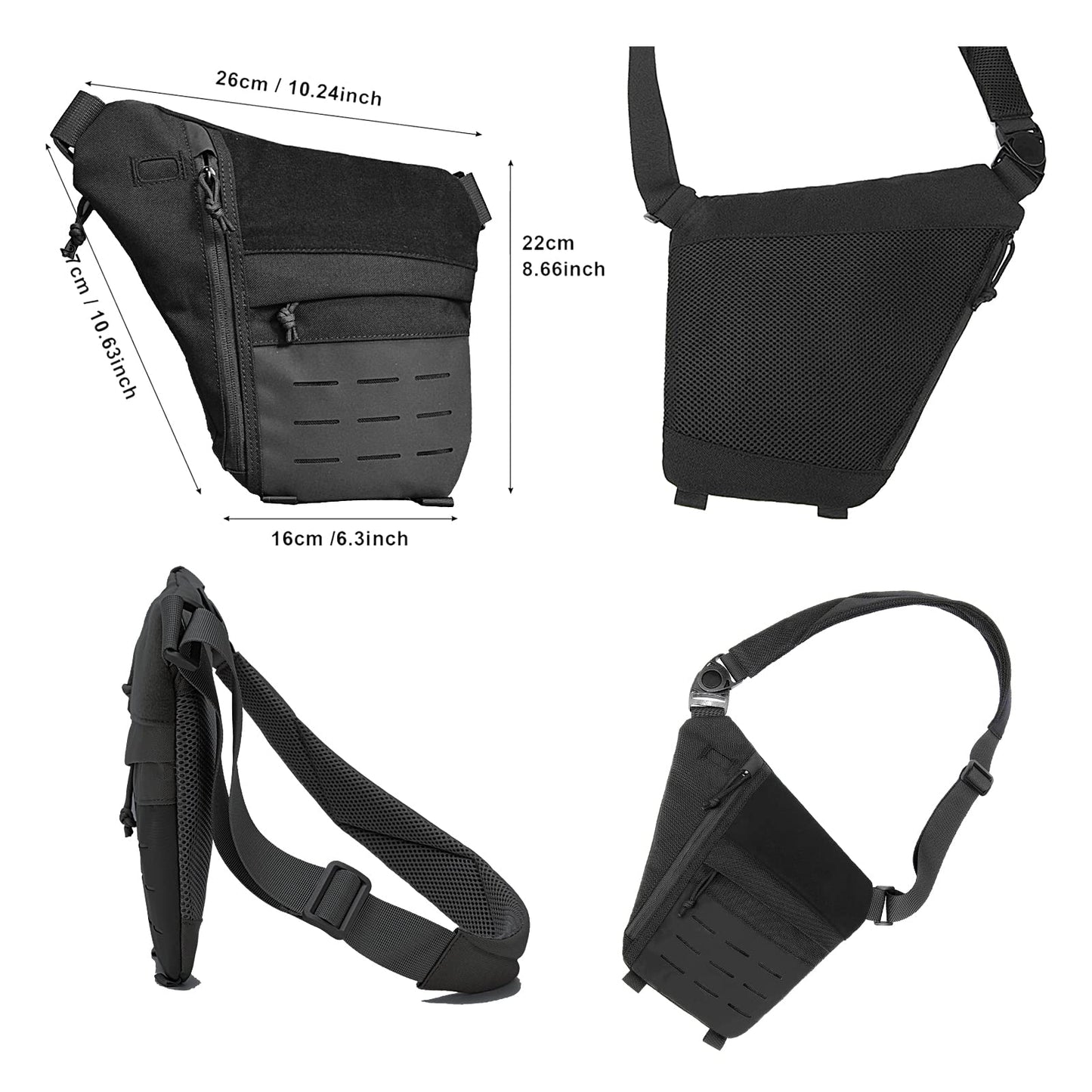 GAZJYUSP Sling Bag-Anti-theft Crossbody Shoulder Bag for Men and Women Anti Theft Travel Bag Concealed Carry of Handgun for Casual Stealth Personal Pocket Bag (Black)