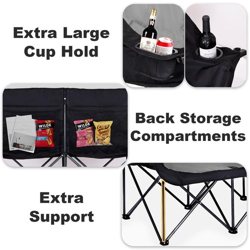 Bolosy 2 Person Camping Chair Camping Loveseat Oversized Double Folding Camping Chair Heavy Duty Two Person Camp Chair Love Seat Dou Chairs Sport Lawn Chair for Adults