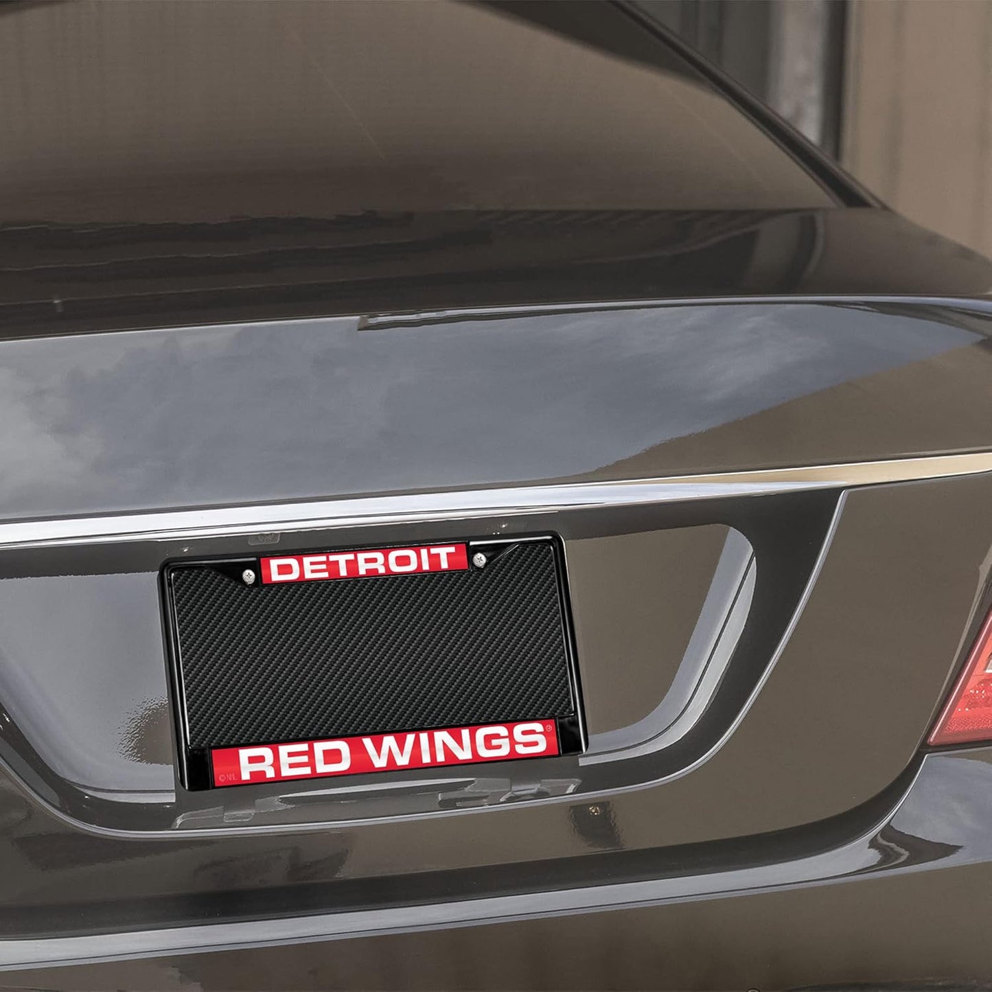 Rico Industries Ricepod NHL Detroit Red Wings Black Black Laser Cut Chrome Frame 12" x 6" 12" x 6" Black Laser Cut Chrome Frame - Car/Truck/SUV Automobile Accessory
