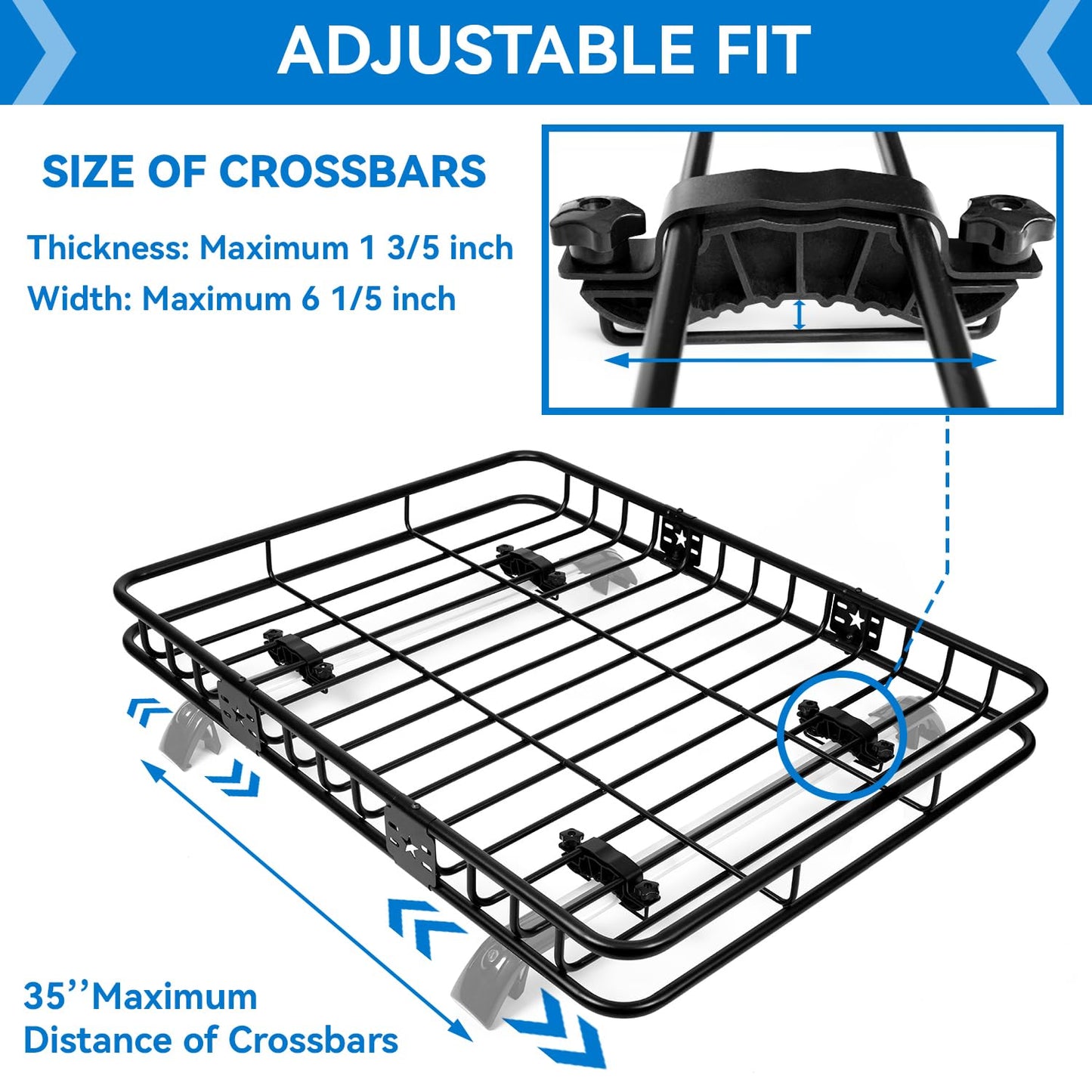 FRUNO Roof Rack Cargo Carrier Universal Fit Vehicle Rooftop Cargo Carrier Basket with Waterproof 21 Cubic Feet Cargo Bag & Cover