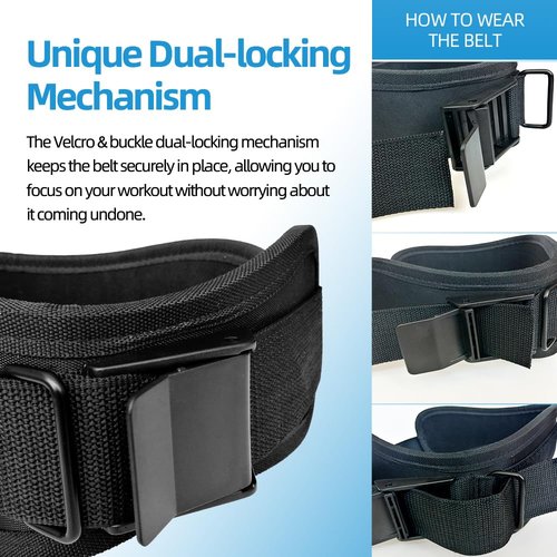 COOSOFT Weight Lifting Belt for Men Women, 5.4” Dual-Locking Nylon Gym Waist Belt with Secure Fit, Ideal Workout Lifting Belt for Weightlifting, Squat, Deadlift, Cross Training, Back Support,S