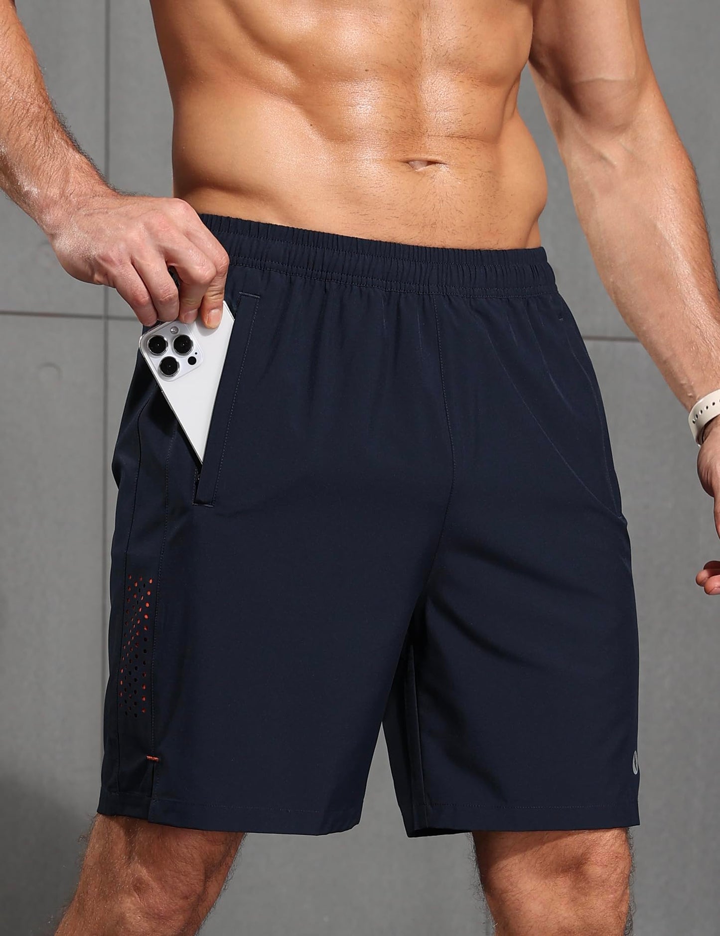 SUPIVO Men's Athletic Running Shorts Quick Dry 7" Lightweight Workout Shorts Training Sports Gym Hiking Basketball Navy M